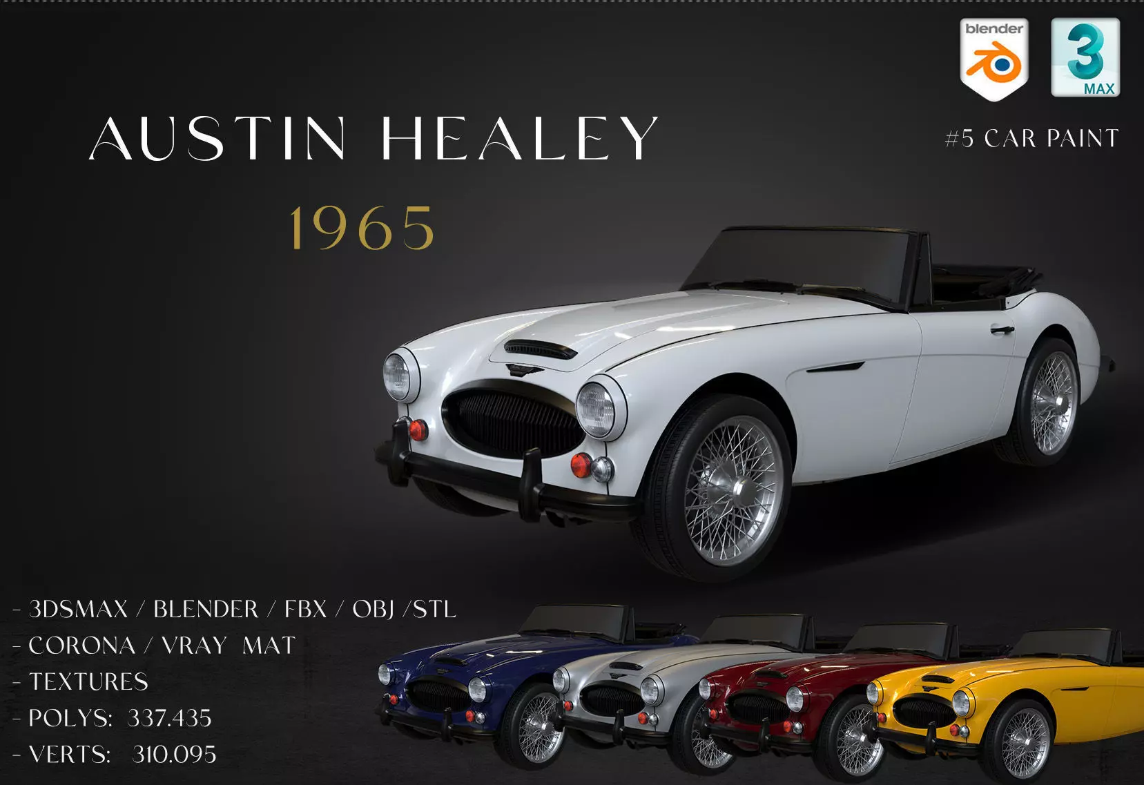 1965 Austin Healey 3000 MkIII 3D model_0