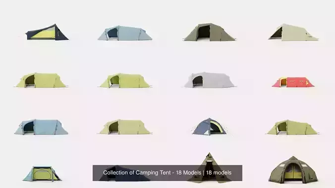 Collection of Camping Tent - 18 Models 