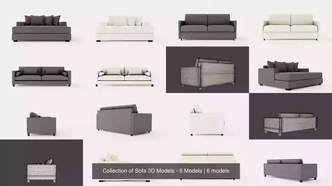 Collection of Sofa 3D Models - 6 Models