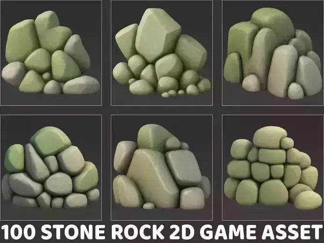 100 Stone Rock 2D Game Asset