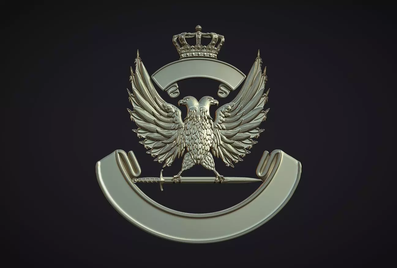 Coat of arms with eagle 3D print model_0