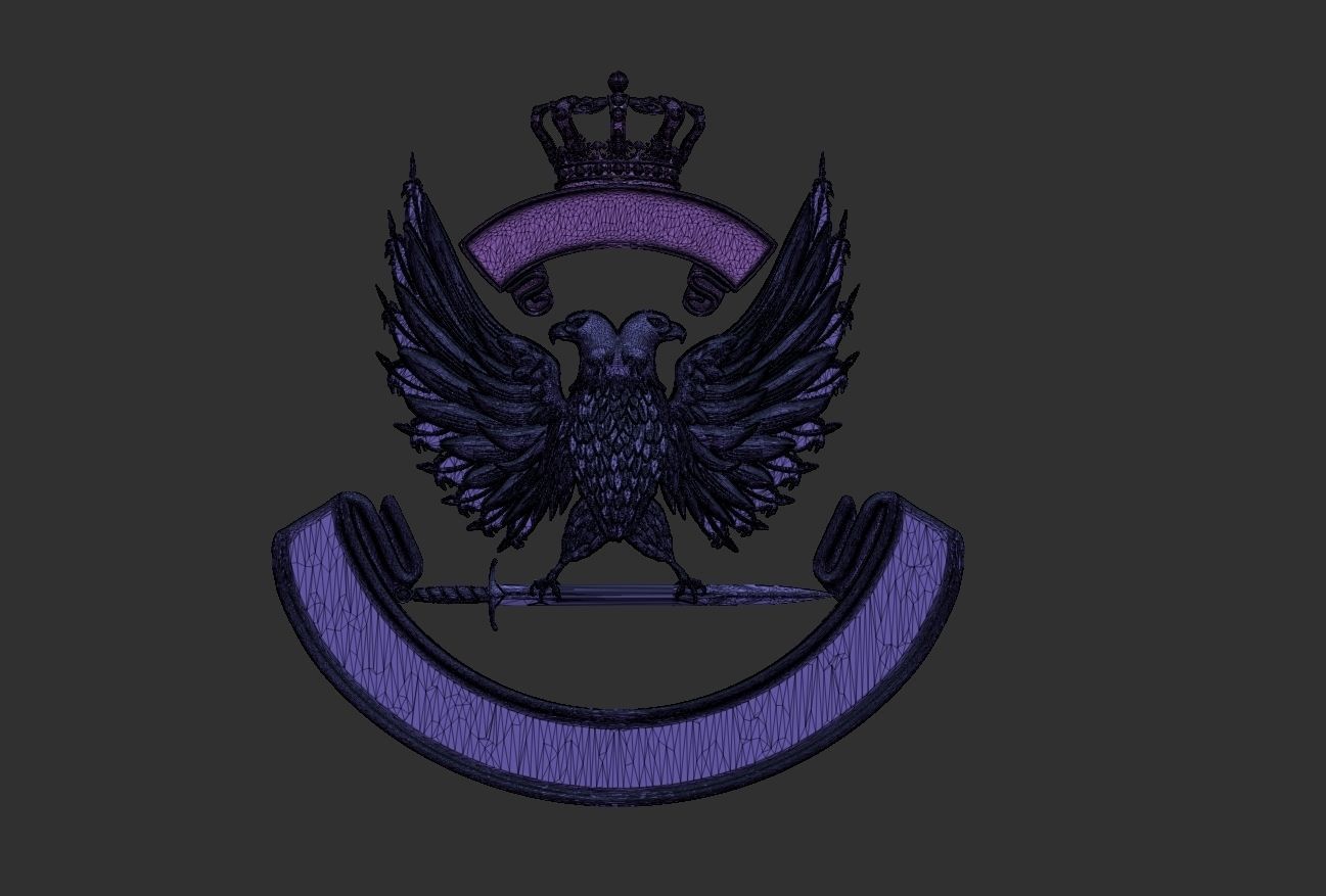 Coat of arms with eagle 3D print model_8