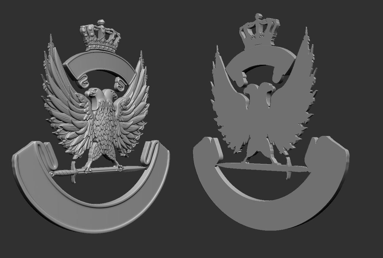 Coat of arms with eagle 3D print model_4
