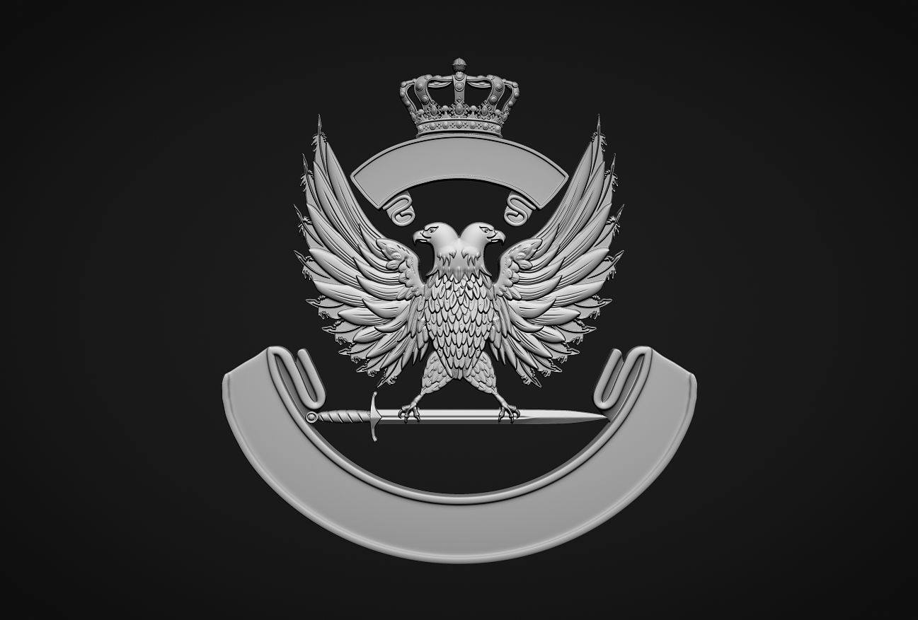 Coat of arms with eagle 3D print model_2