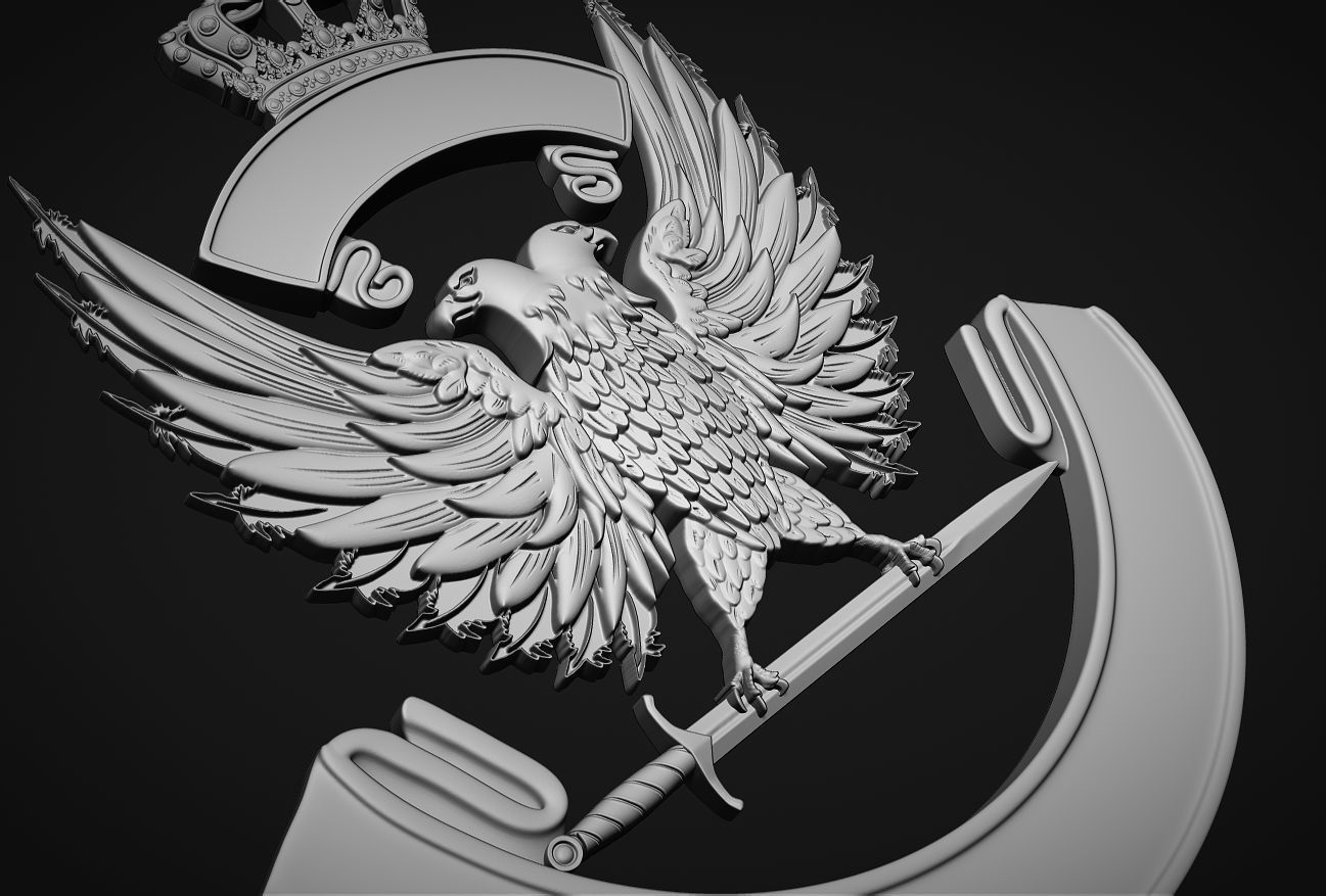 Coat of arms with eagle 3D print model_6