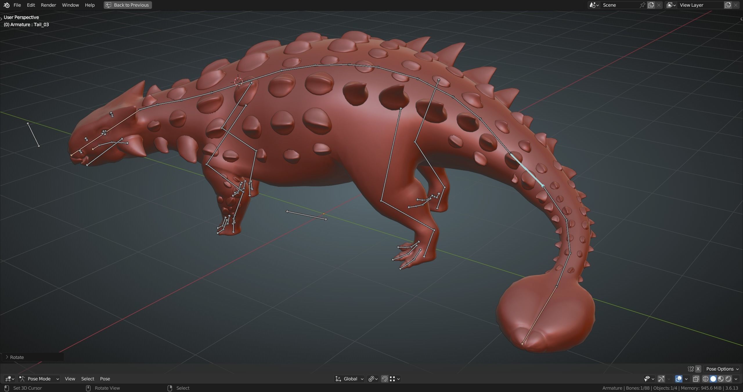 Ankylosaurus Rig asset Low-poly 3D model_16