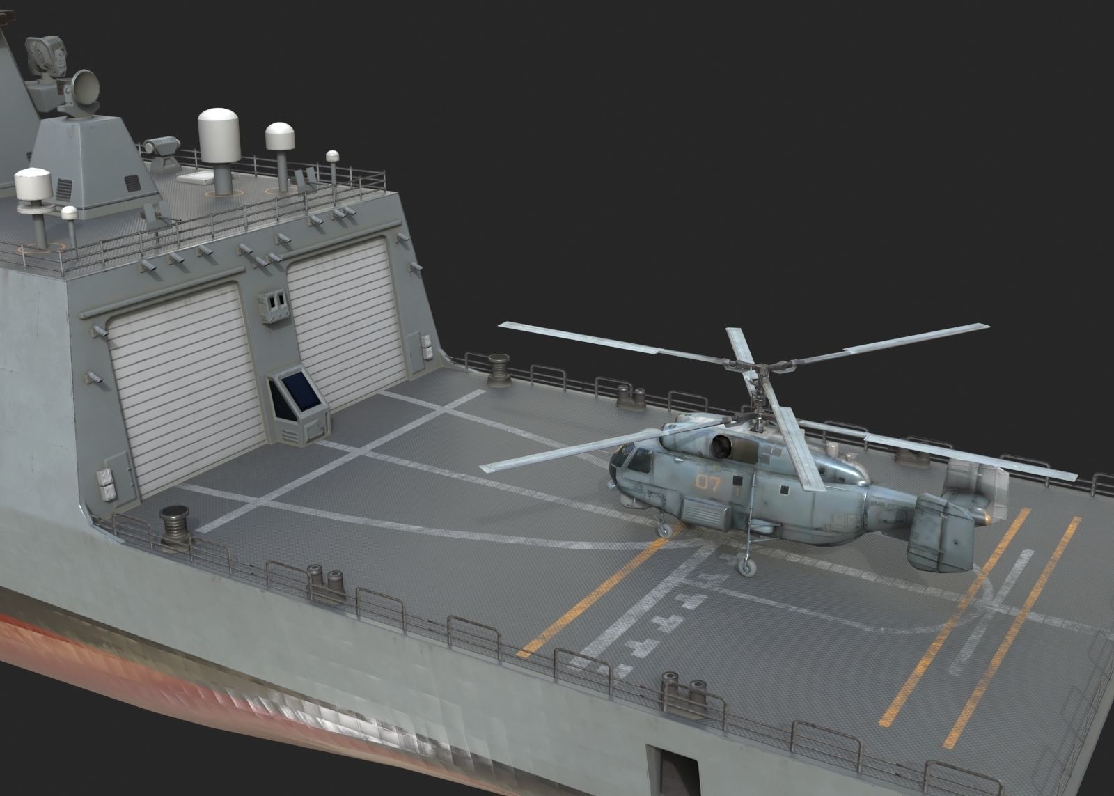 INS Shivalik-class Frigate Type P17 Project 17 Frigate Low-poly 3D model_8