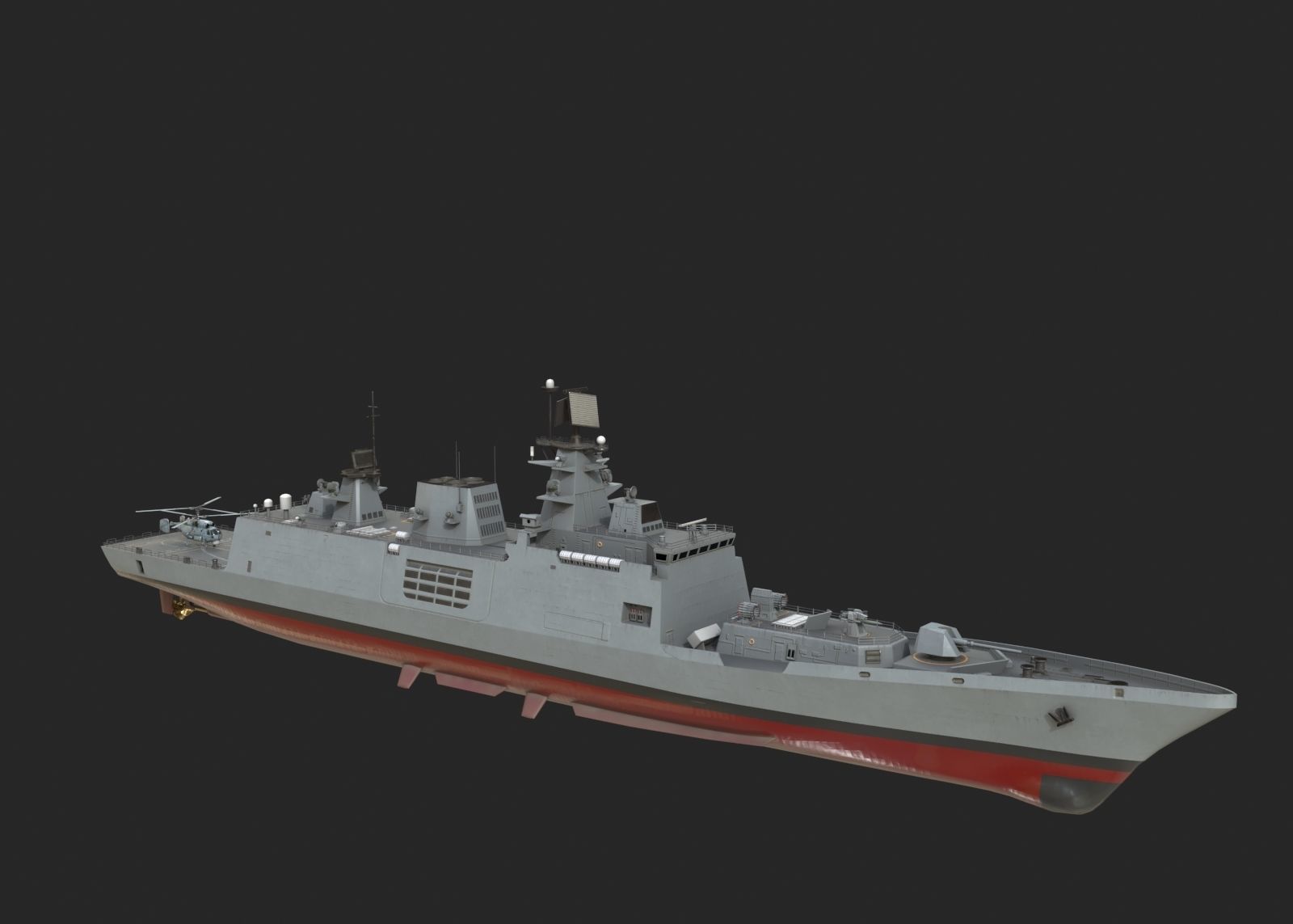 INS Shivalik-class Frigate Type P17 Project 17 Frigate Low-poly 3D model_2