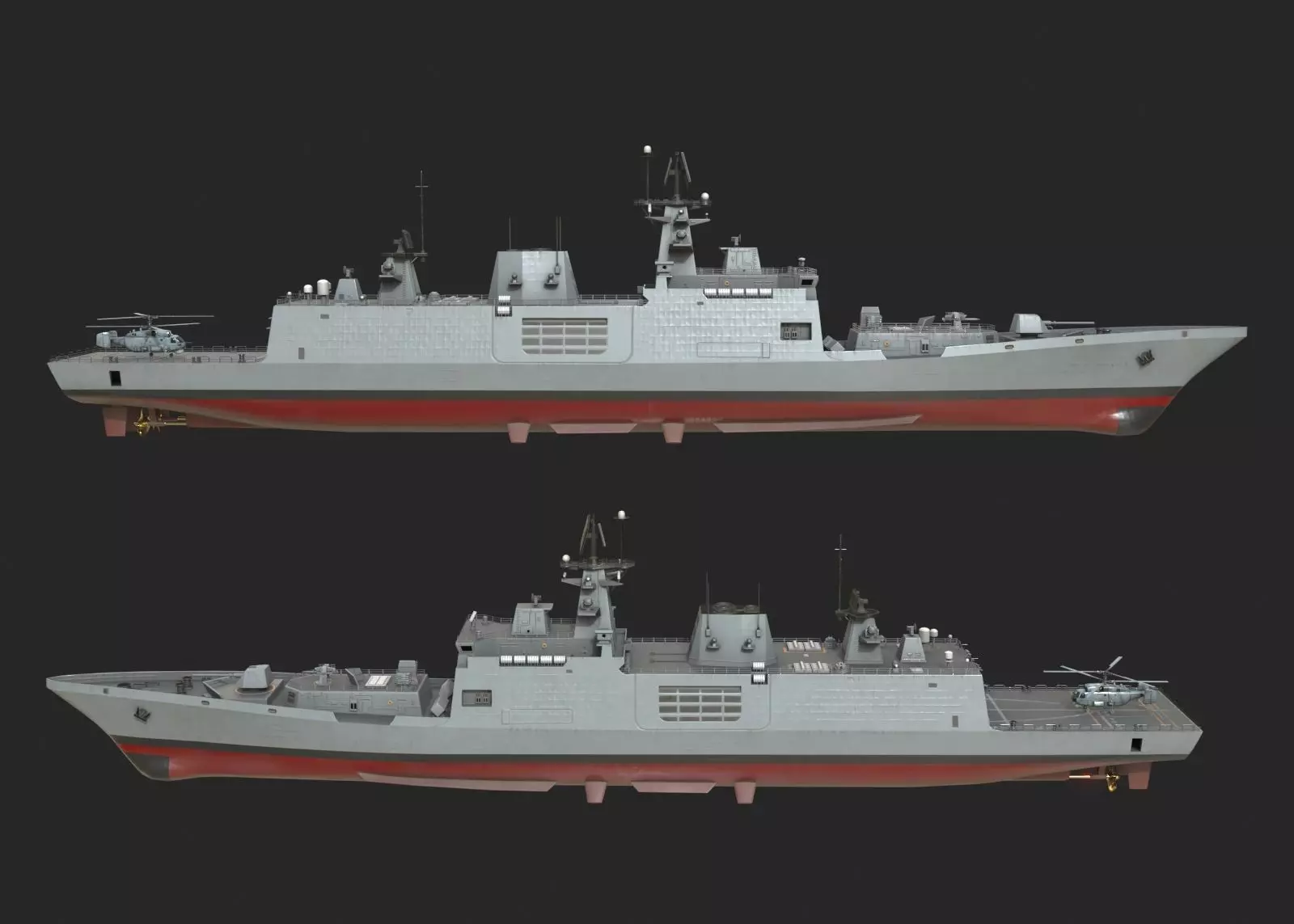 INS Shivalik-class Frigate Type P17 Project 17 Frigate Low-poly 3D model_0