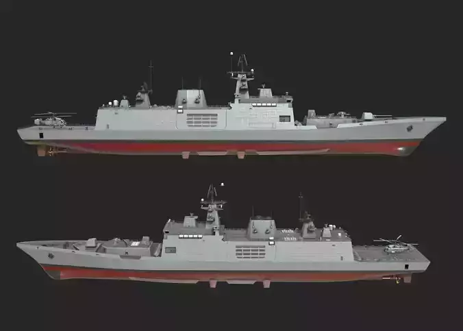 INS Shivalik-class Frigate Type P17 Project 17 Frigate Low-poly 3D model