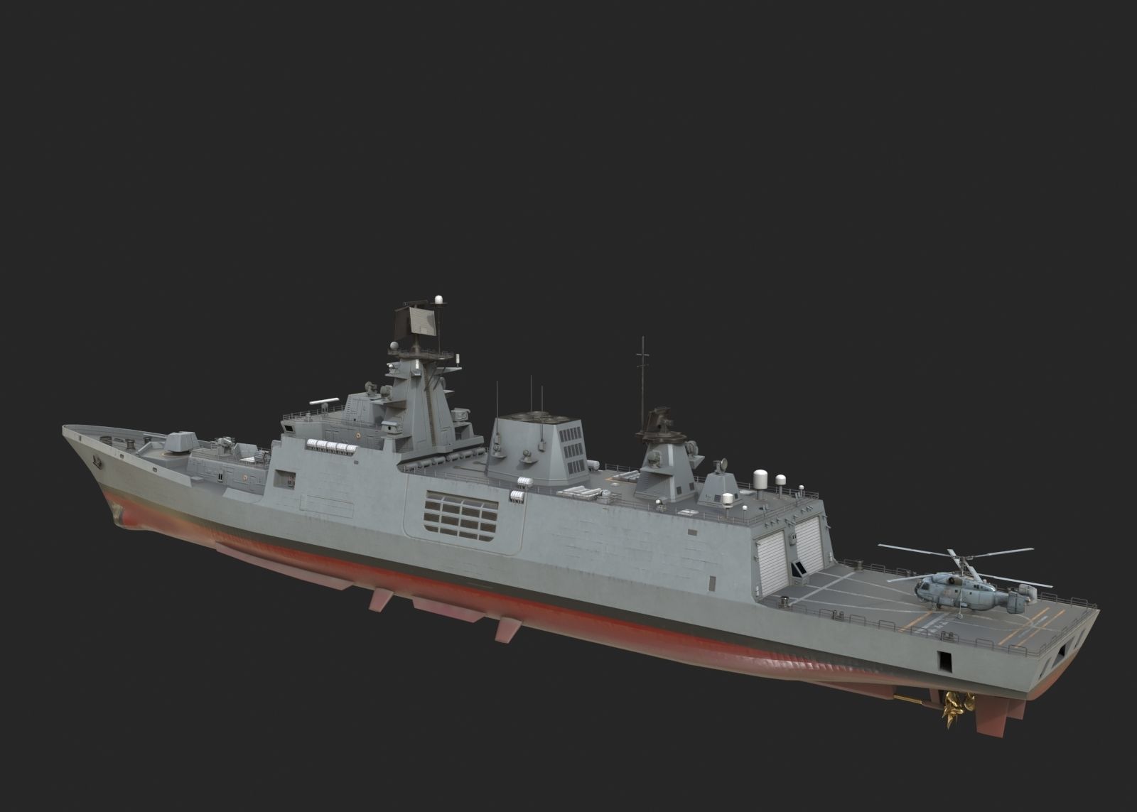 INS Shivalik-class Frigate Type P17 Project 17 Frigate Low-poly 3D model_4
