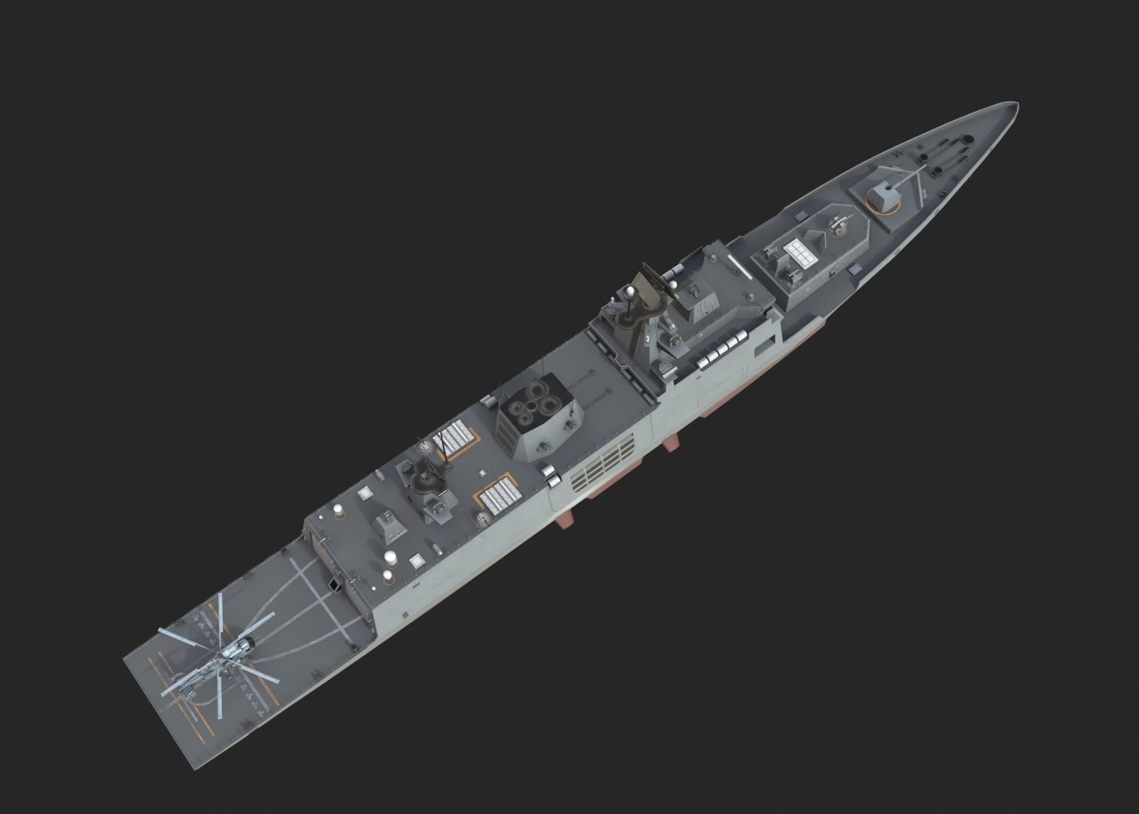 INS Shivalik-class Frigate Type P17 Project 17 Frigate Low-poly 3D model_10