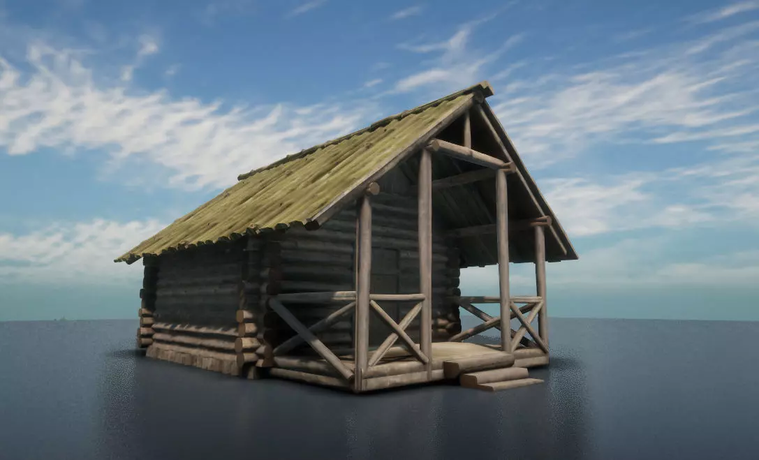 Hunter Log Cabine Low-poly 3D model_0