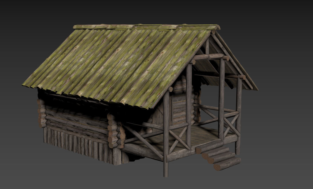 Hunter Log Cabine Low-poly 3D model_1