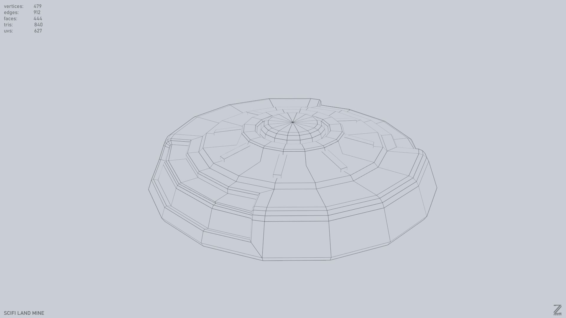 Sci fi land mine Low-poly 3D model_12
