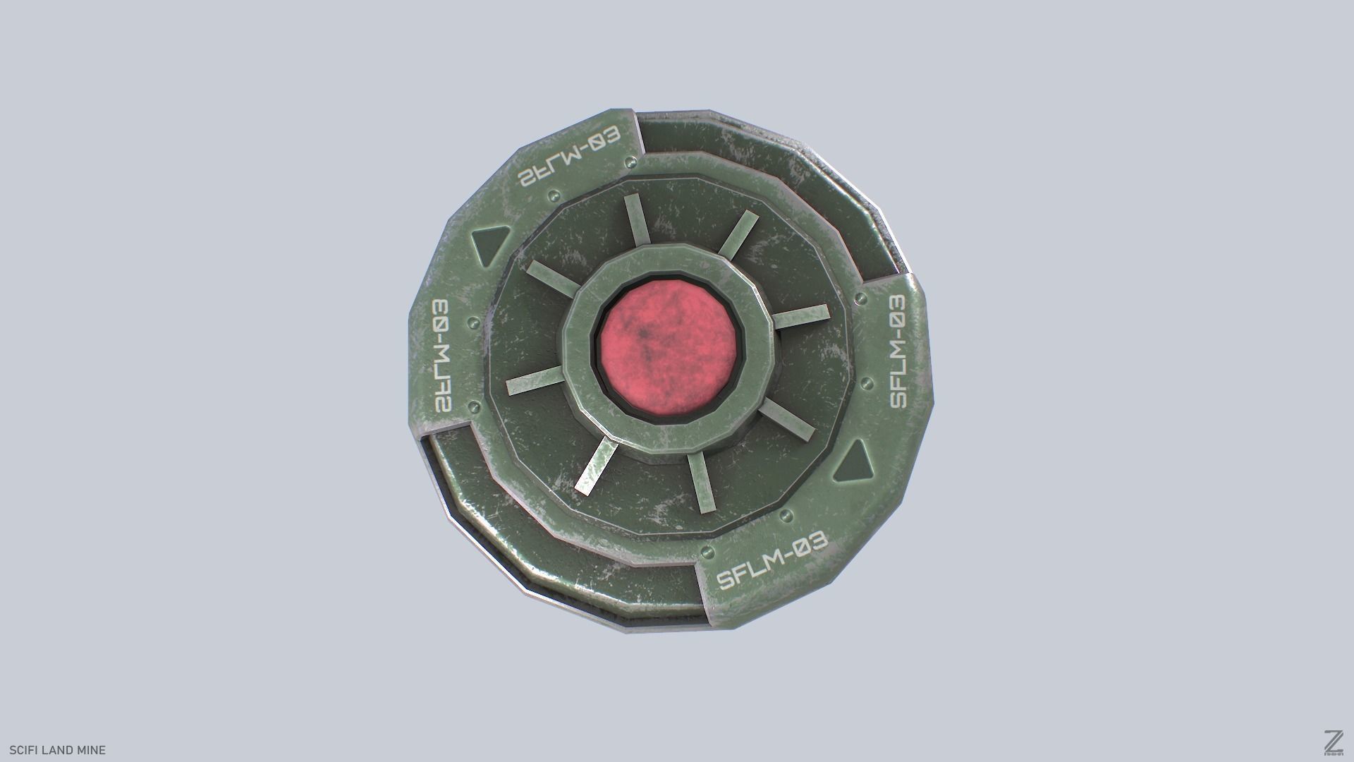 Sci fi land mine Low-poly 3D model_4