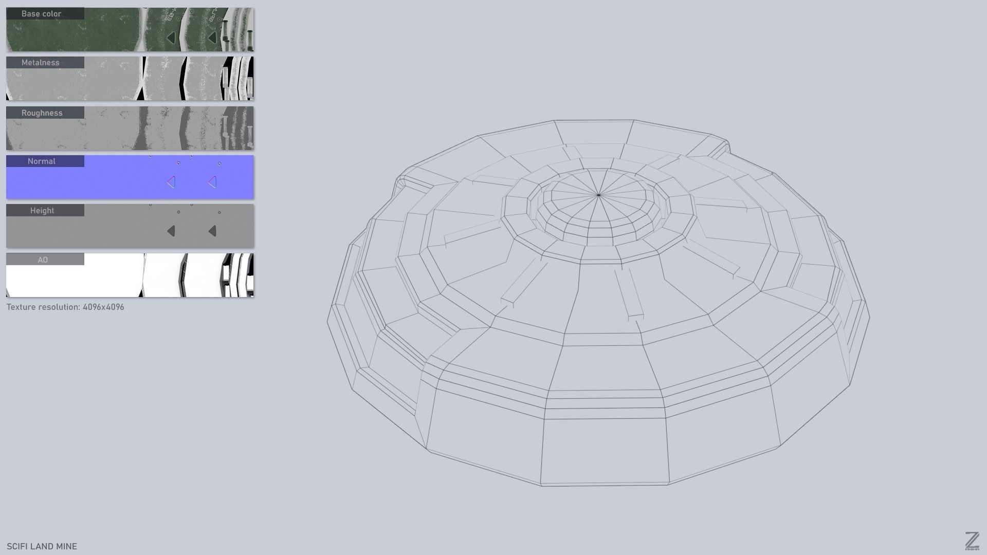 Sci fi land mine Low-poly 3D model_3