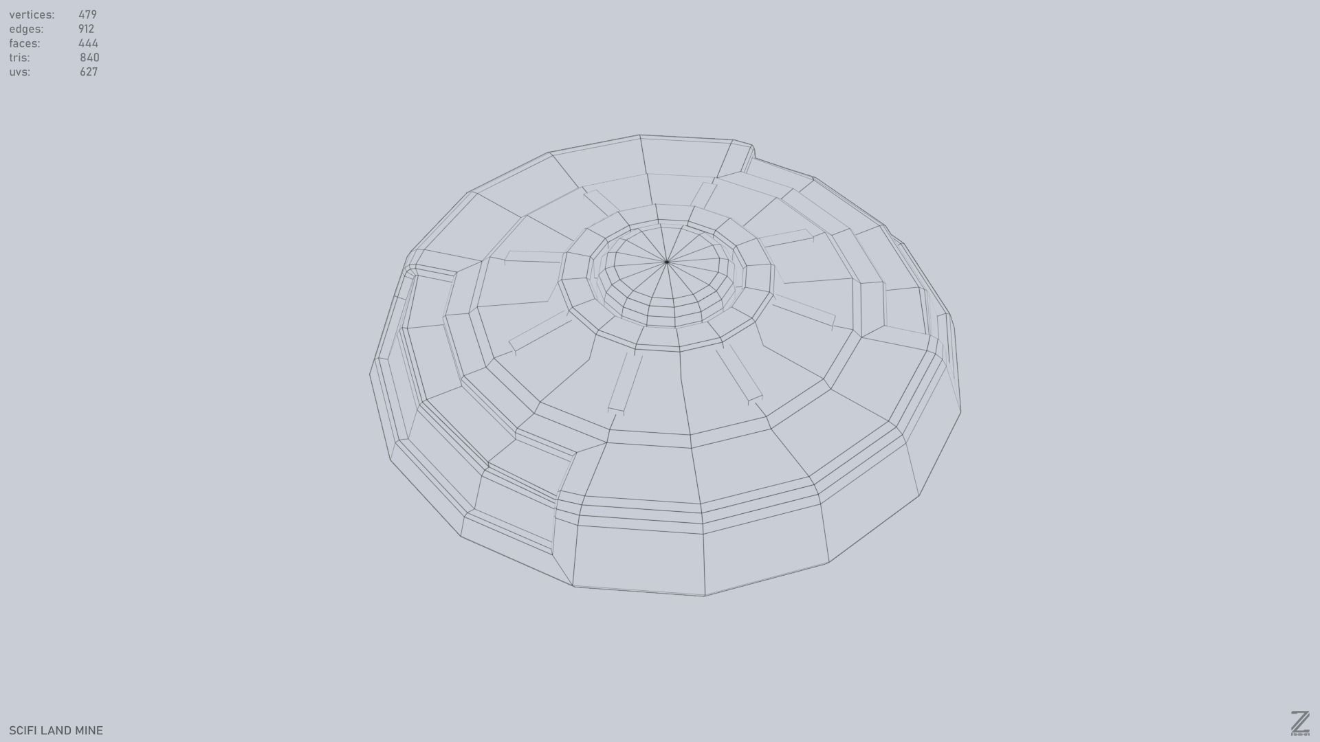 Sci fi land mine Low-poly 3D model_10