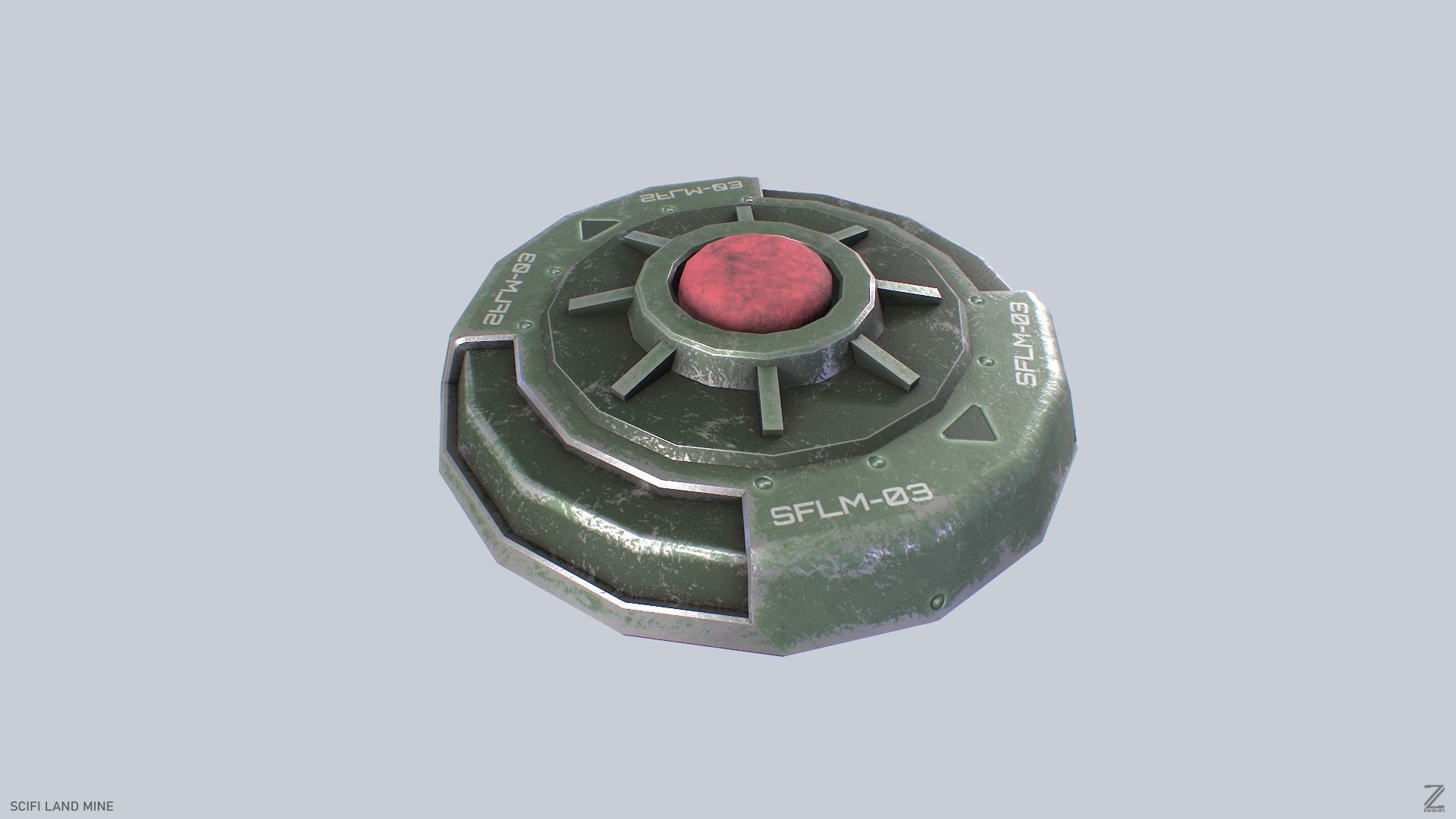 Sci fi land mine Low-poly 3D model_2