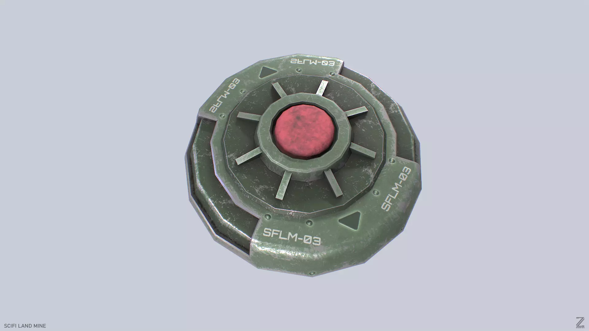 Sci fi land mine Low-poly 3D model_0