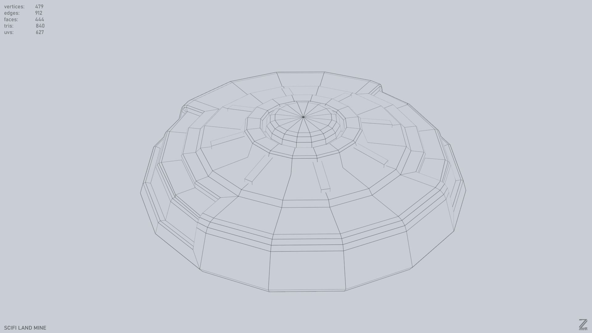 Sci fi land mine Low-poly 3D model_15