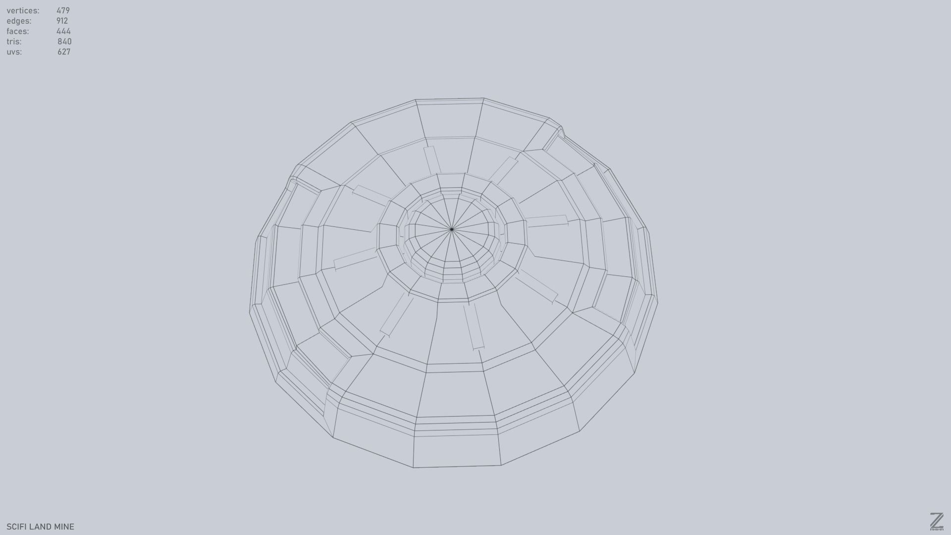 Sci fi land mine Low-poly 3D model_9