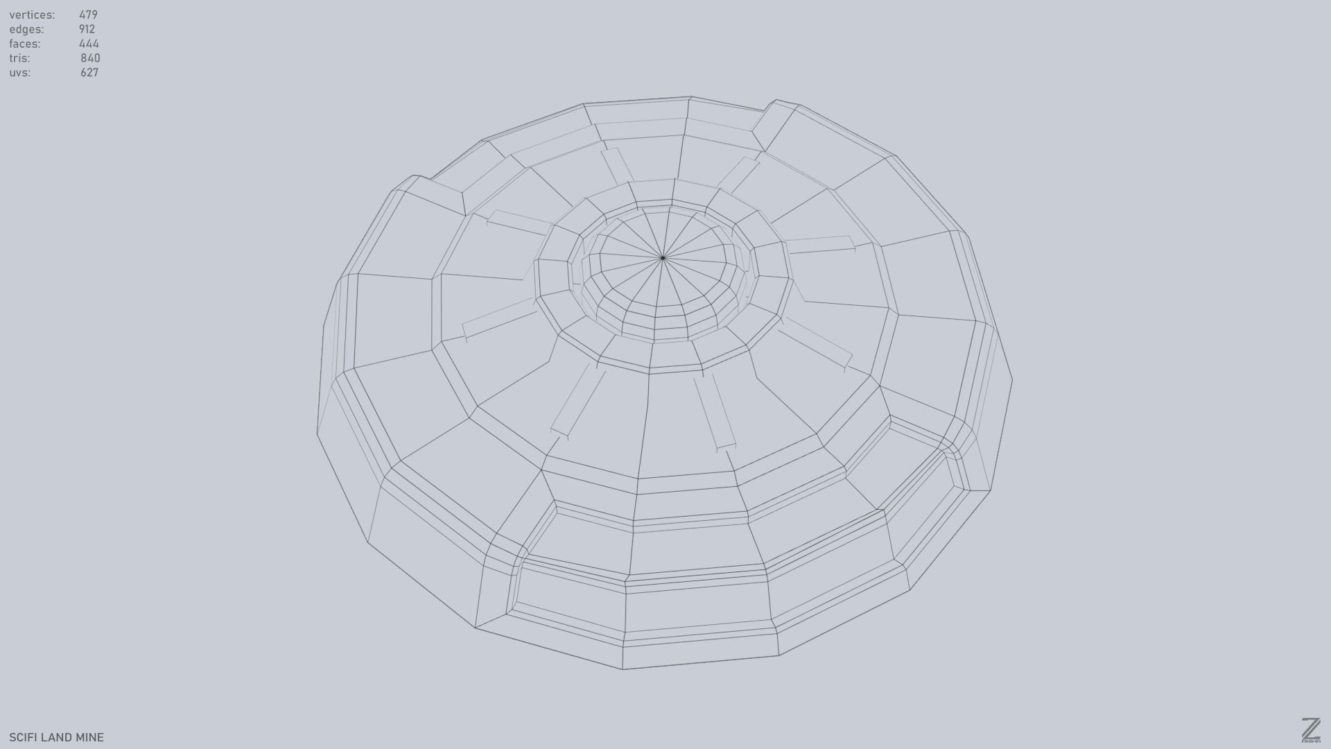 Sci fi land mine Low-poly 3D model_14