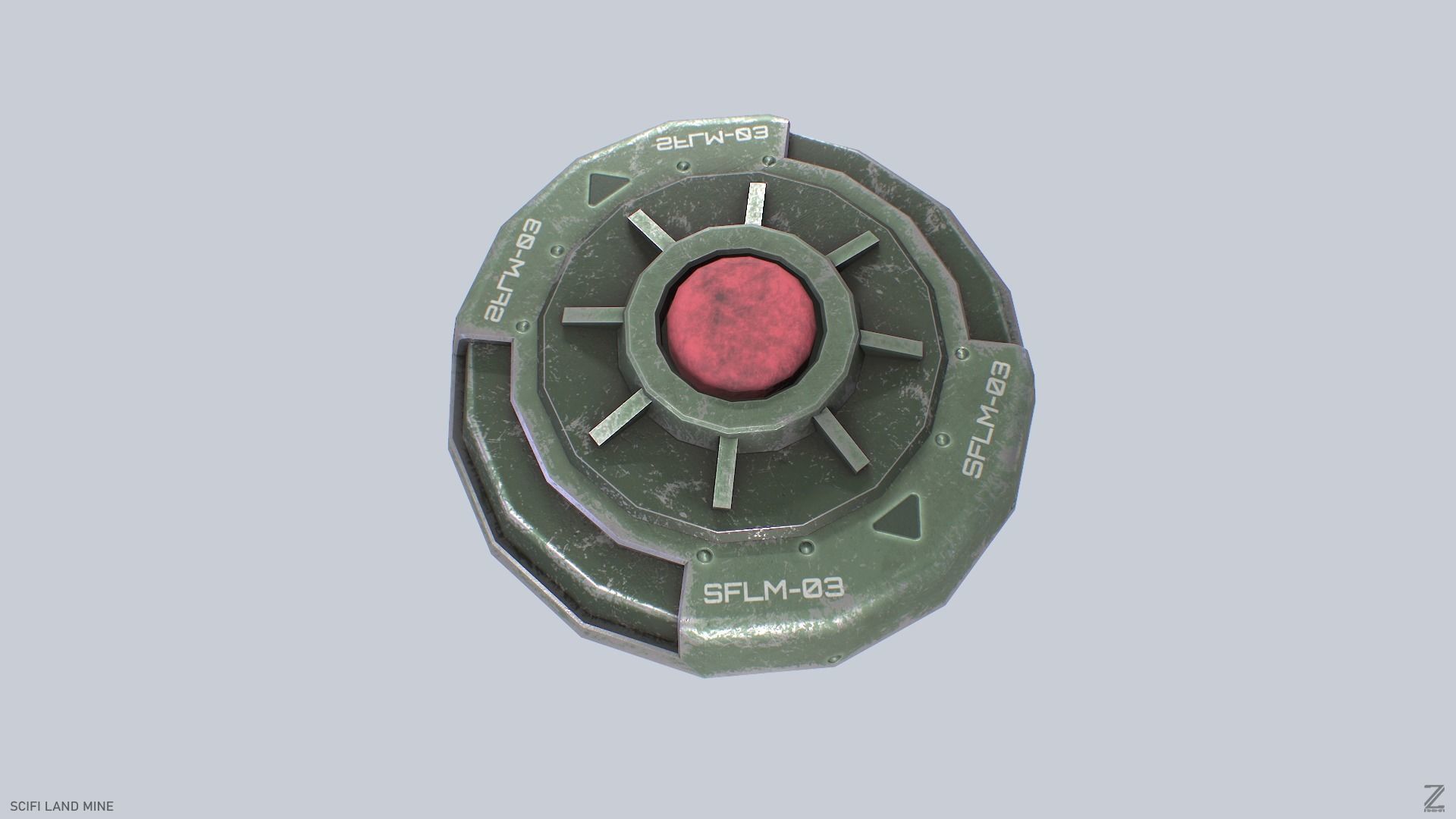 Sci fi land mine Low-poly 3D model_6
