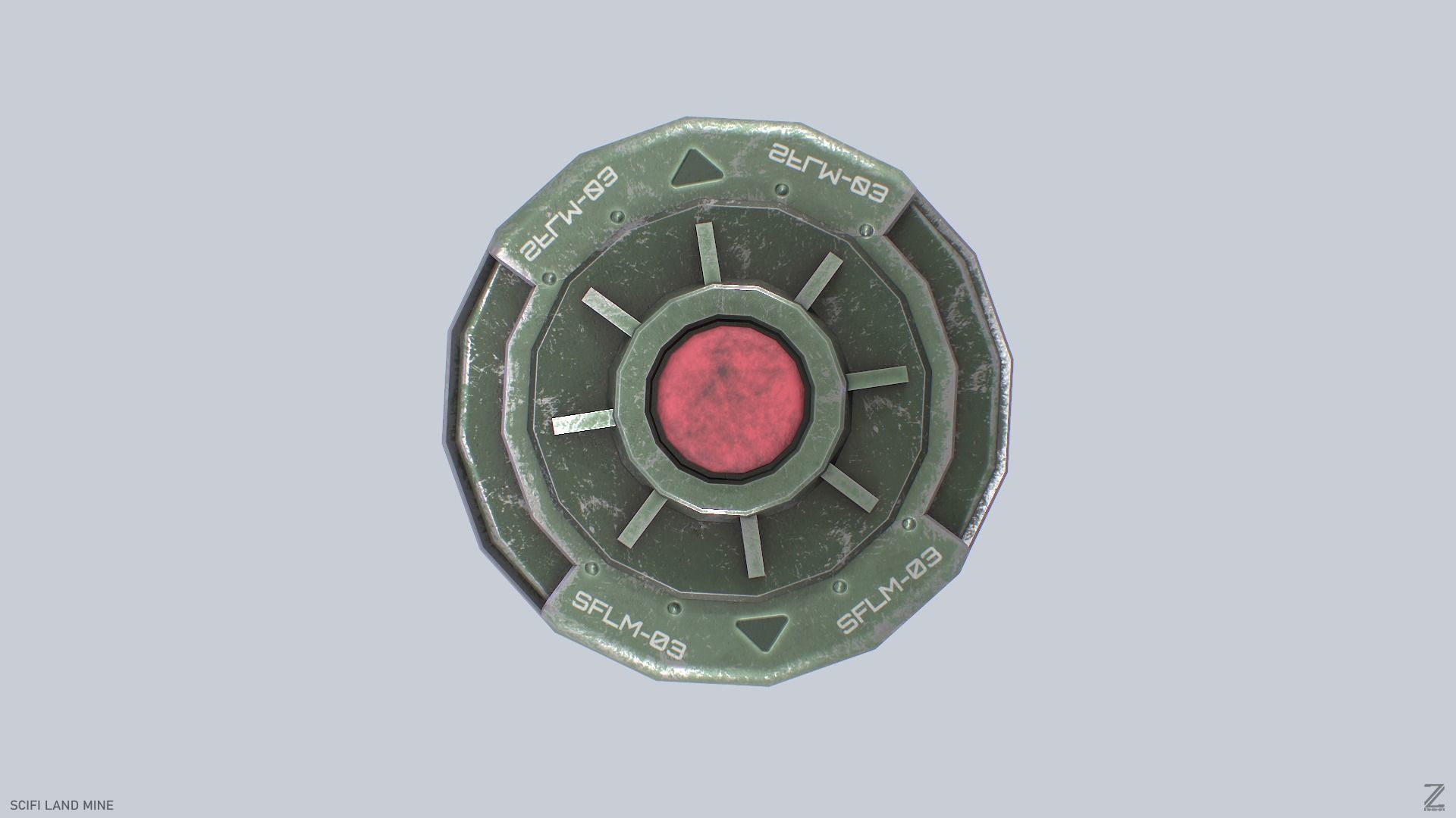 Sci fi land mine Low-poly 3D model_8