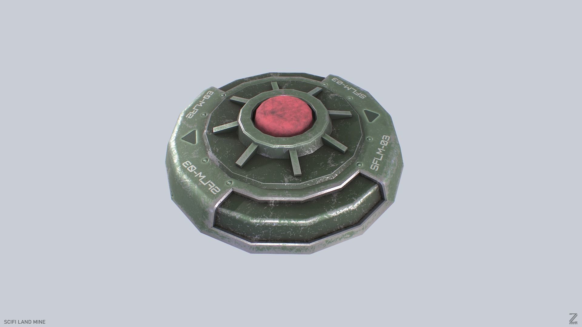 Sci fi land mine Low-poly 3D model_5