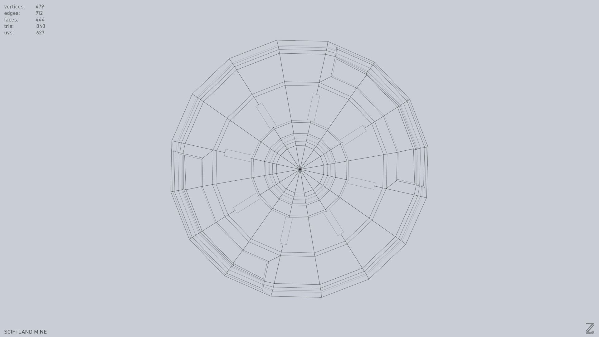 Sci fi land mine Low-poly 3D model_11