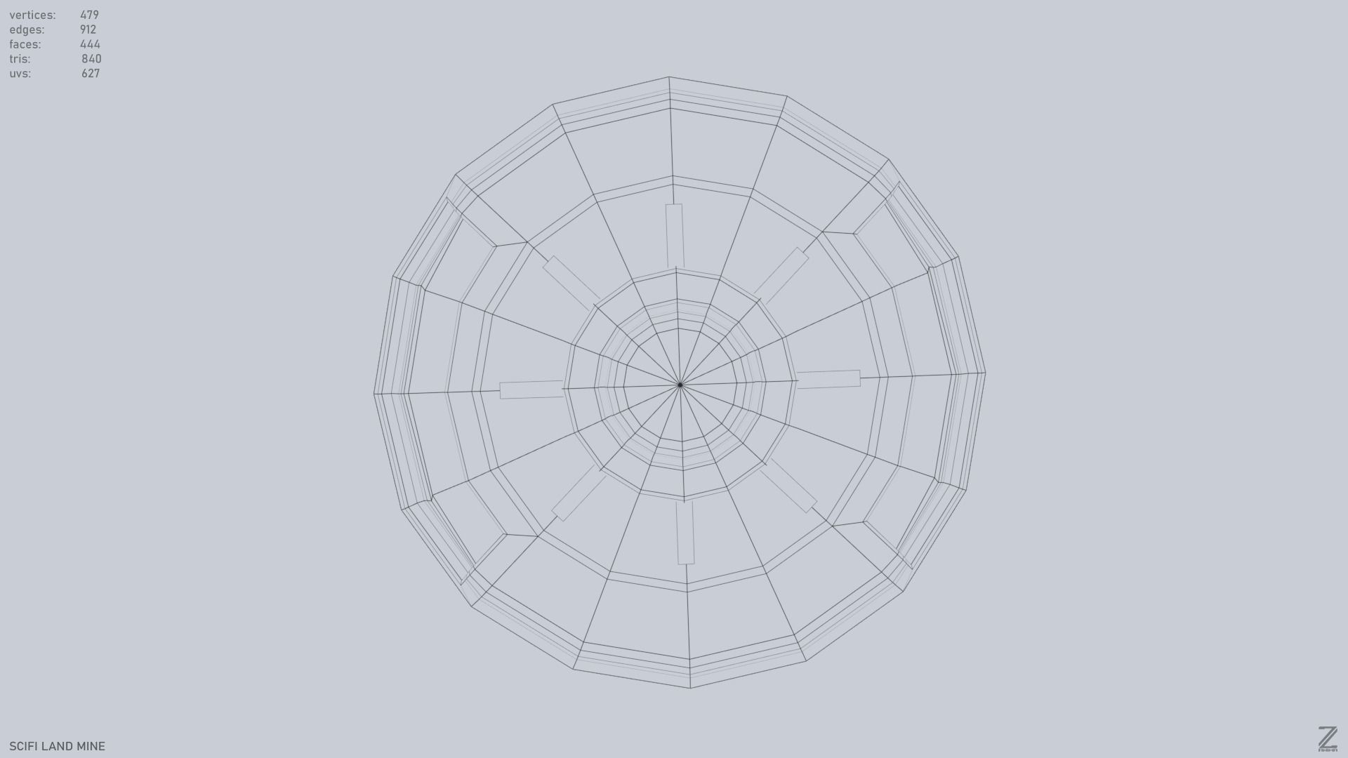 Sci fi land mine Low-poly 3D model_13