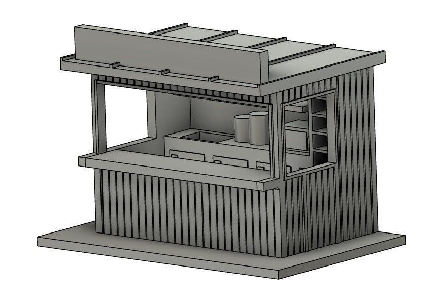 Food Booth - H0 Scale 3D print model_1