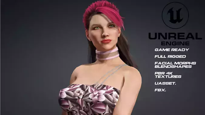 Casual sexy girl - game ready - UE5 - Rigged with blendshapes 