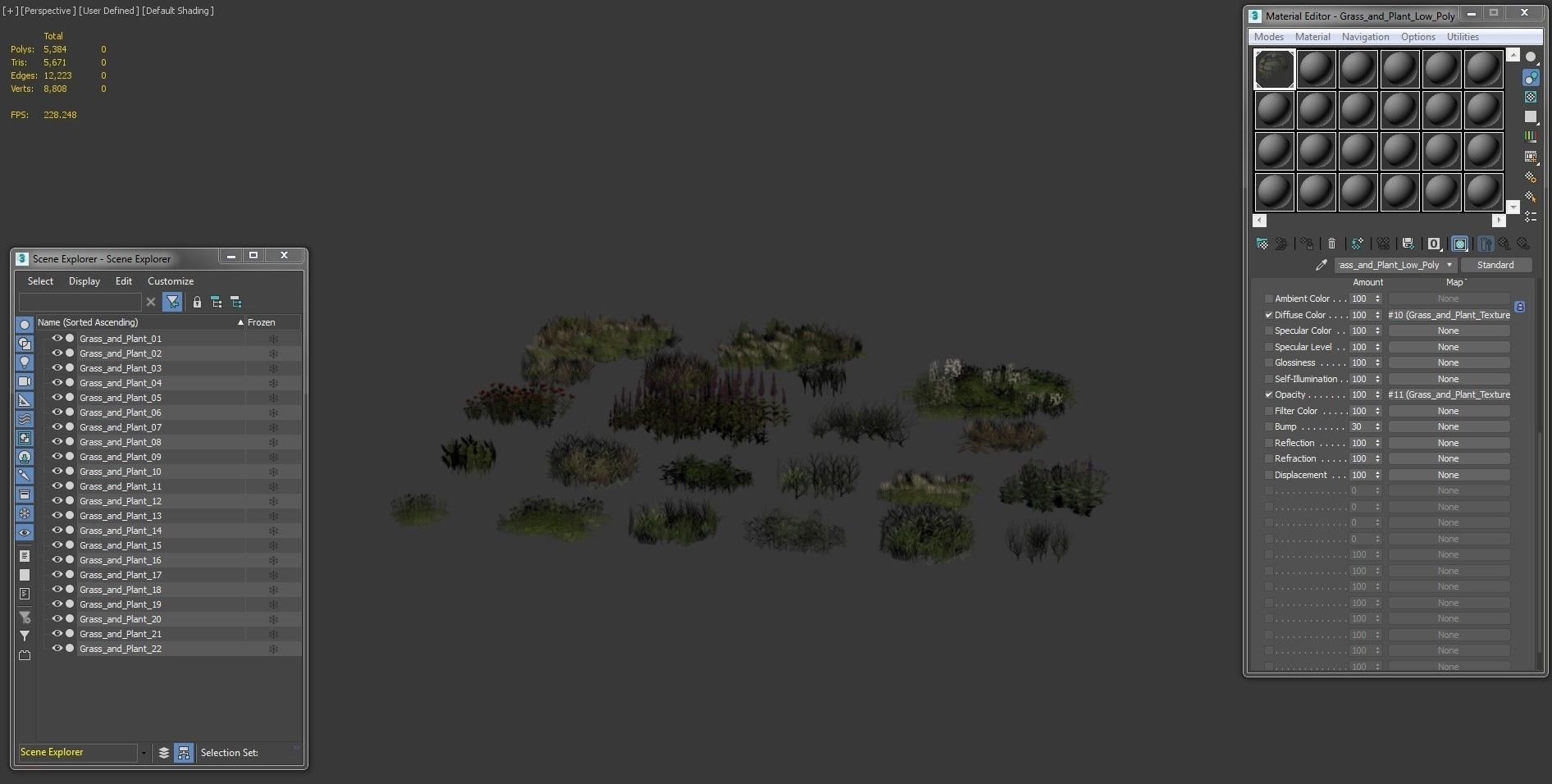 Grass and Plant Low Poly Low-poly 3D model_11