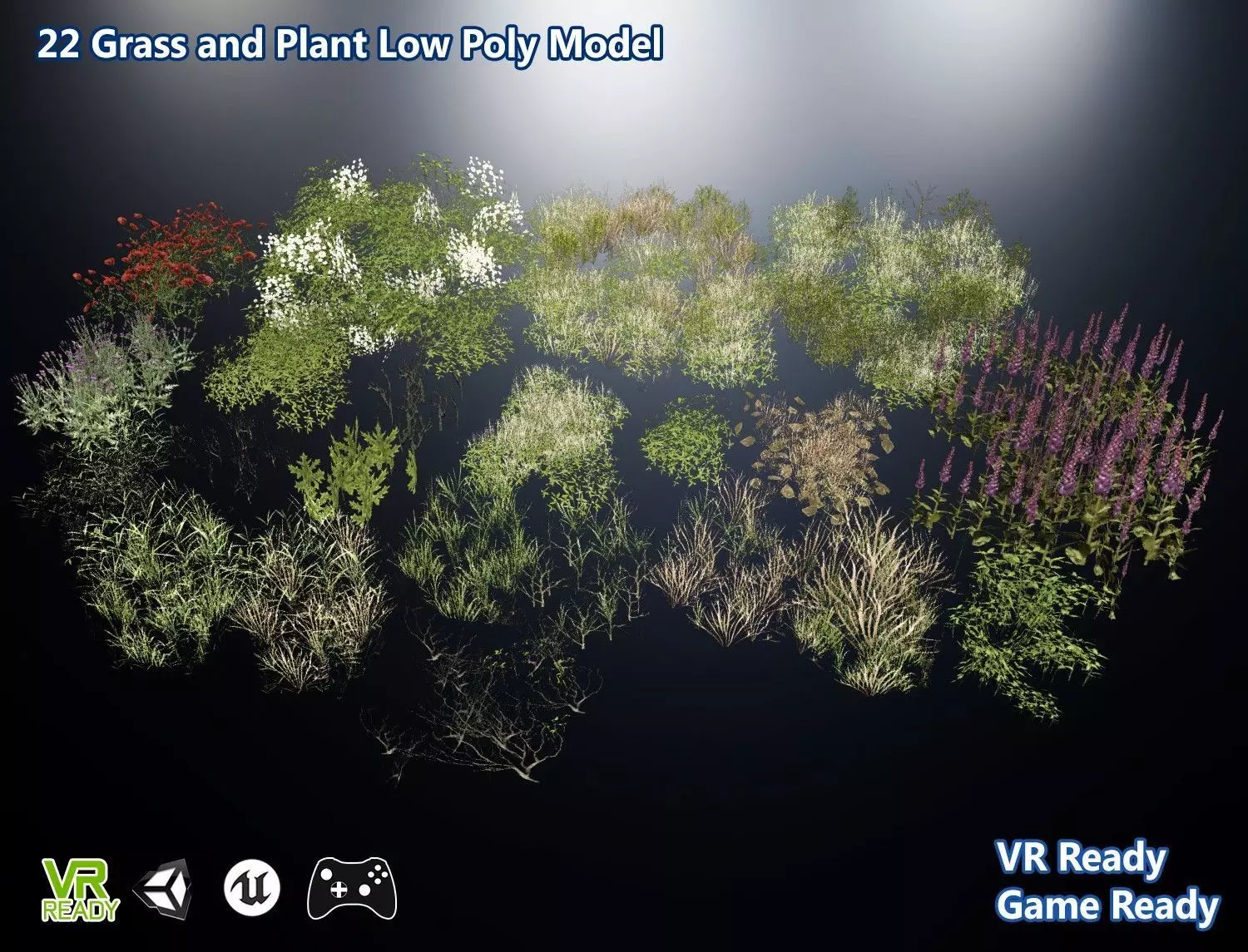 Grass and Plant Low Poly Low-poly 3D model_0