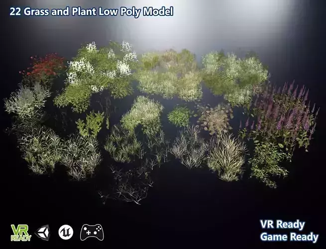Grass and Plant Low Poly Low-poly 3D model