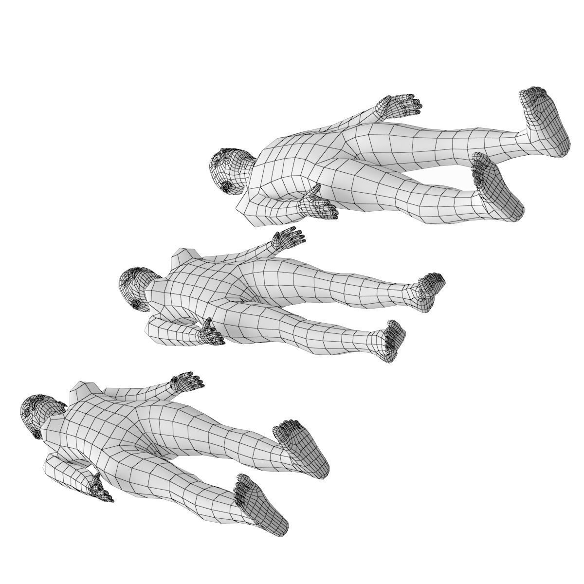 Natural Male and Female in Rest Pose Base Mesh 3D model_18