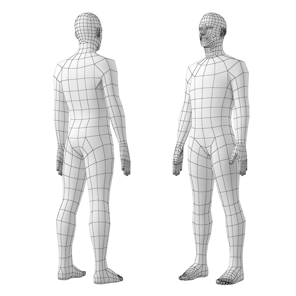 Natural Male and Female in Rest Pose Base Mesh 3D model_22