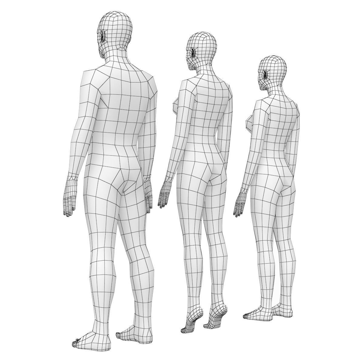 Natural Male and Female in Rest Pose Base Mesh 3D model_15