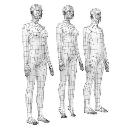 Natural Male and Female in Rest Pose Base Mesh