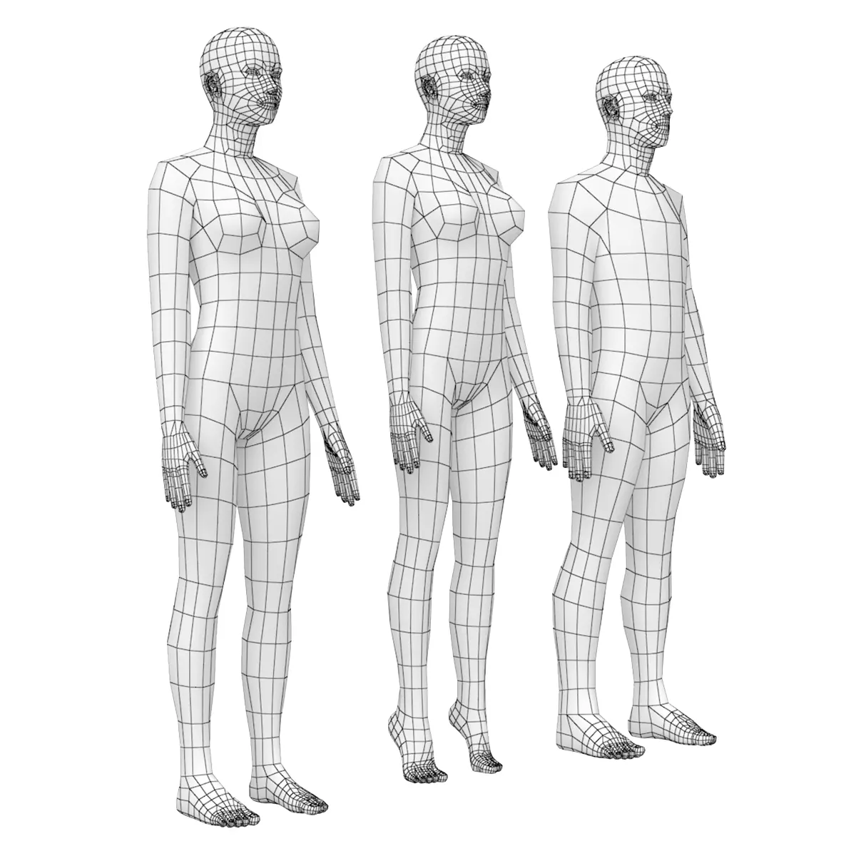 Natural Male and Female in Rest Pose Base Mesh 3D model_0