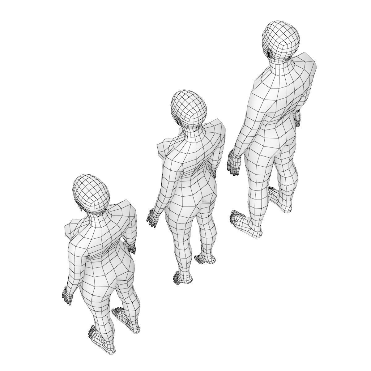 Natural Male and Female in Rest Pose Base Mesh 3D model_17