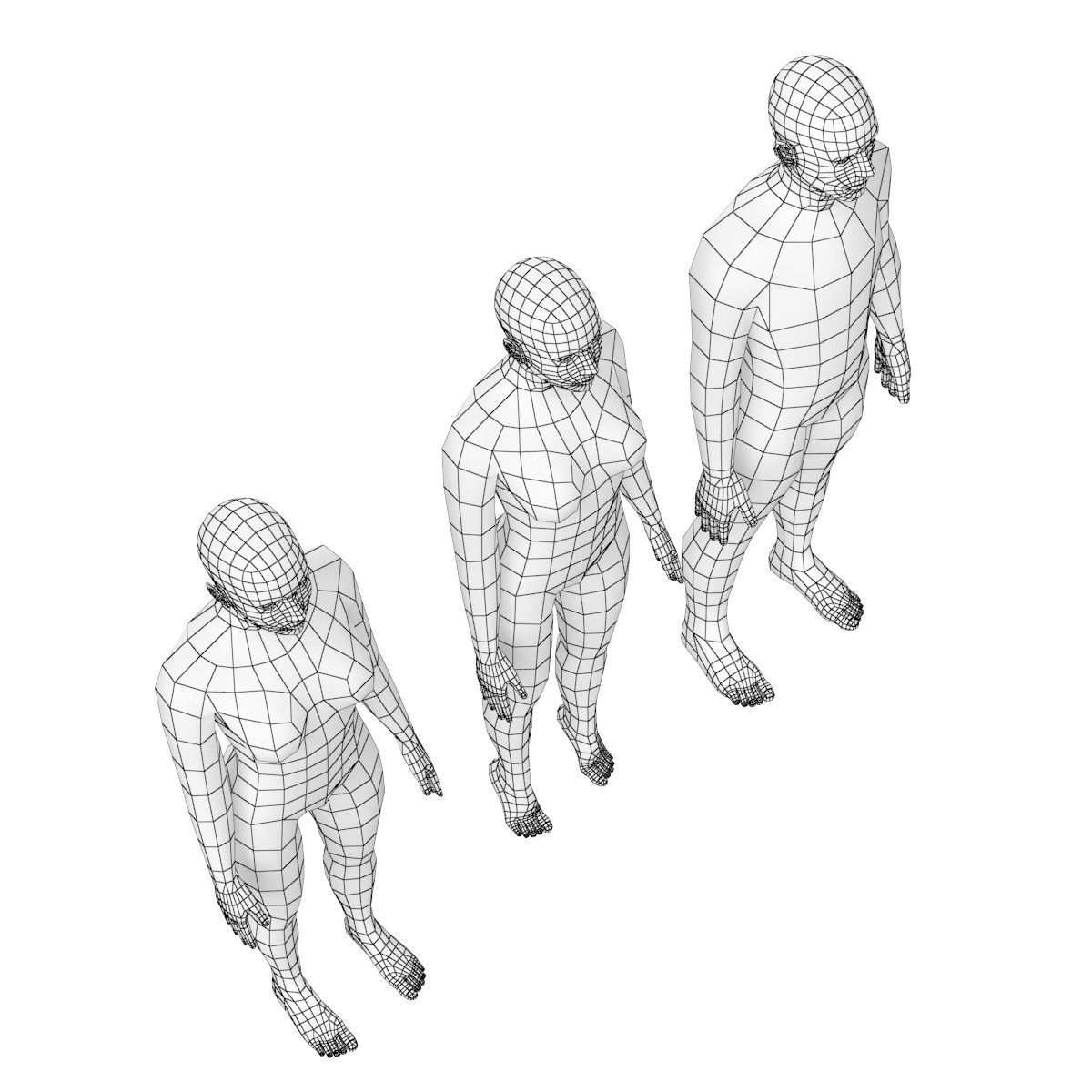 Natural Male and Female in Rest Pose Base Mesh 3D model_16