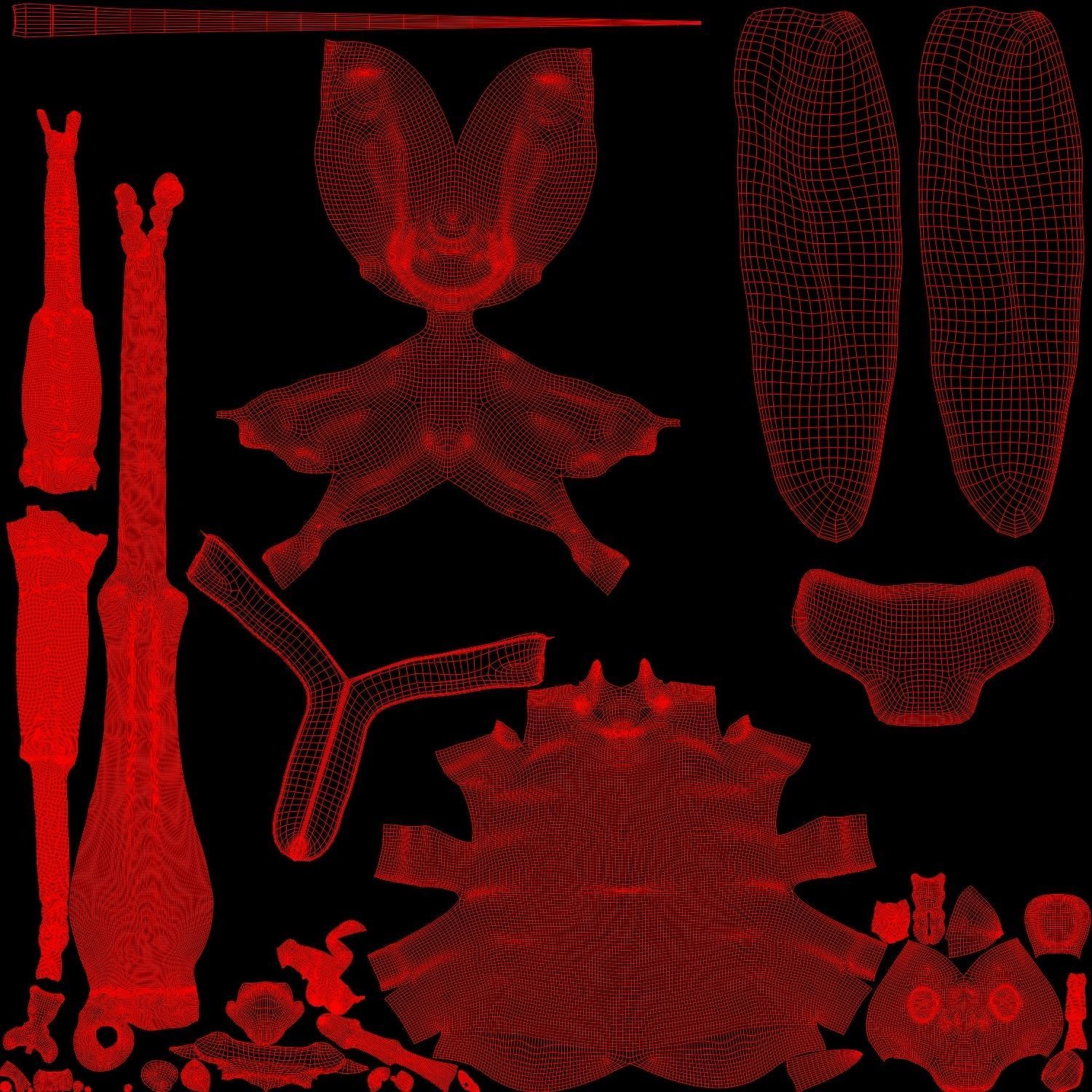 4K Katydid Low-poly 3D model_13