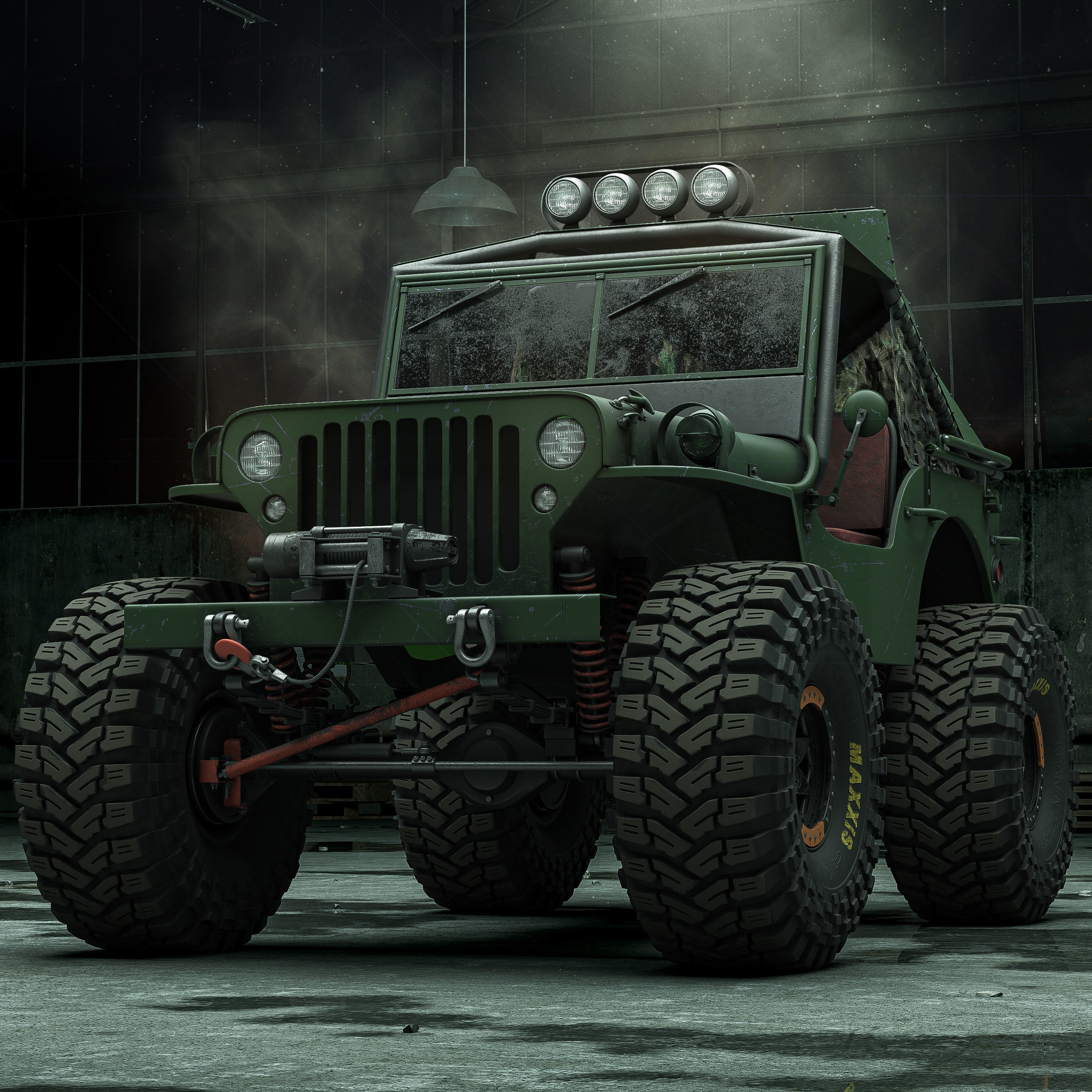 Willys Monster Low-poly 3D model_2