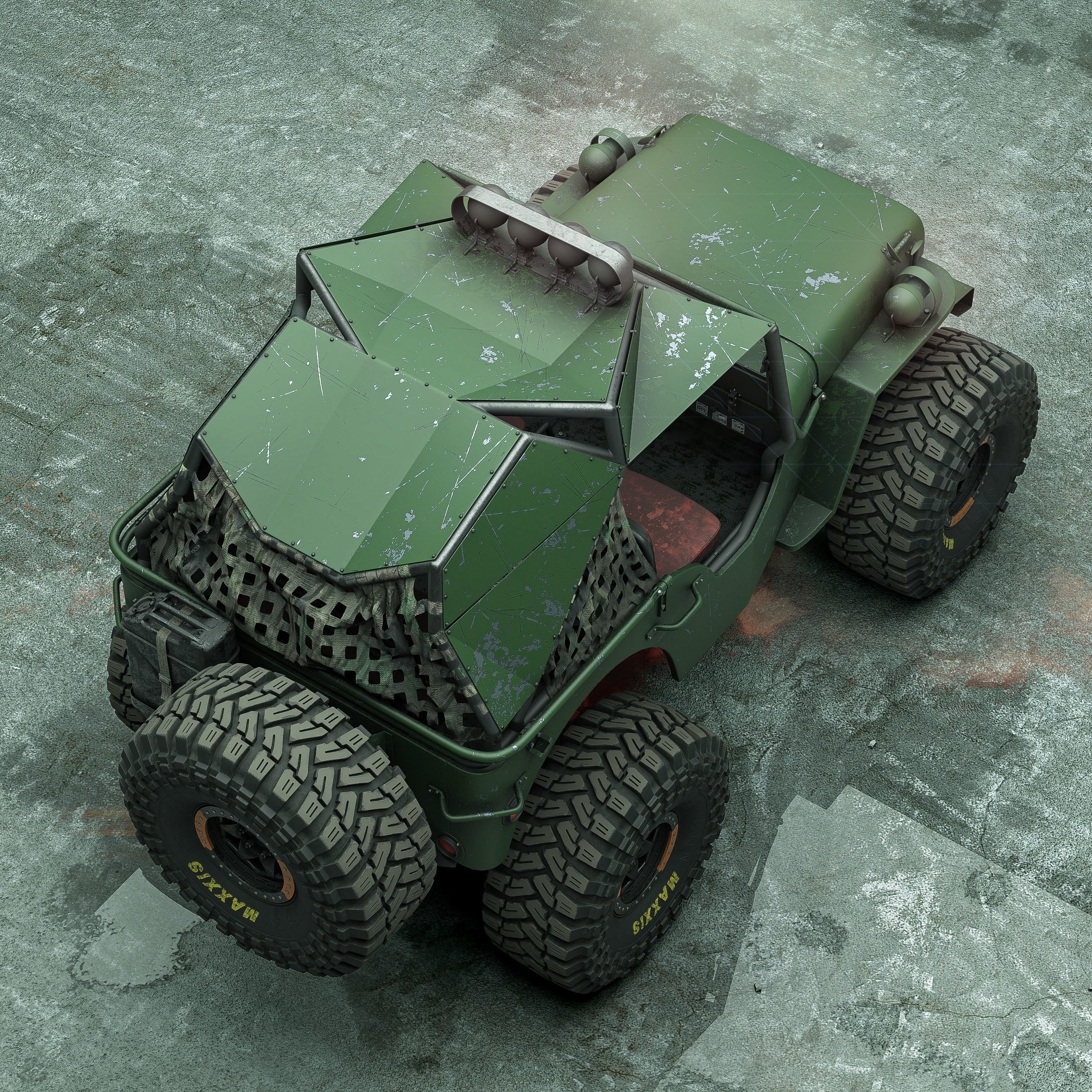Willys Monster Low-poly 3D model_4