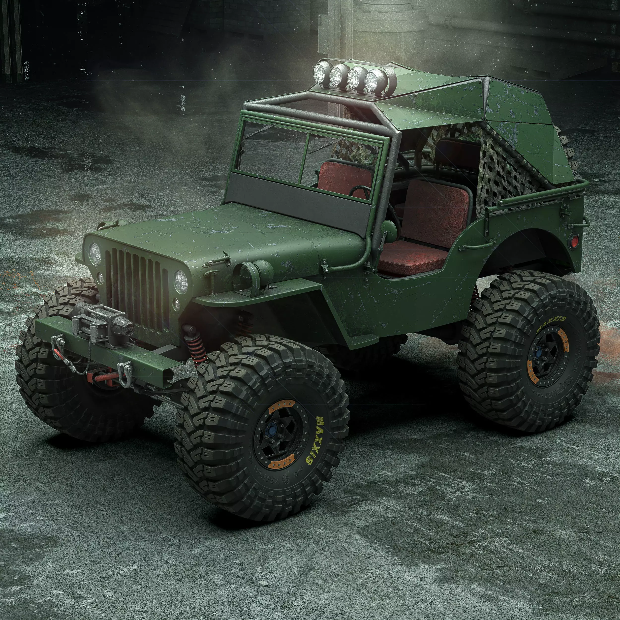 Willys Monster Low-poly 3D model_0