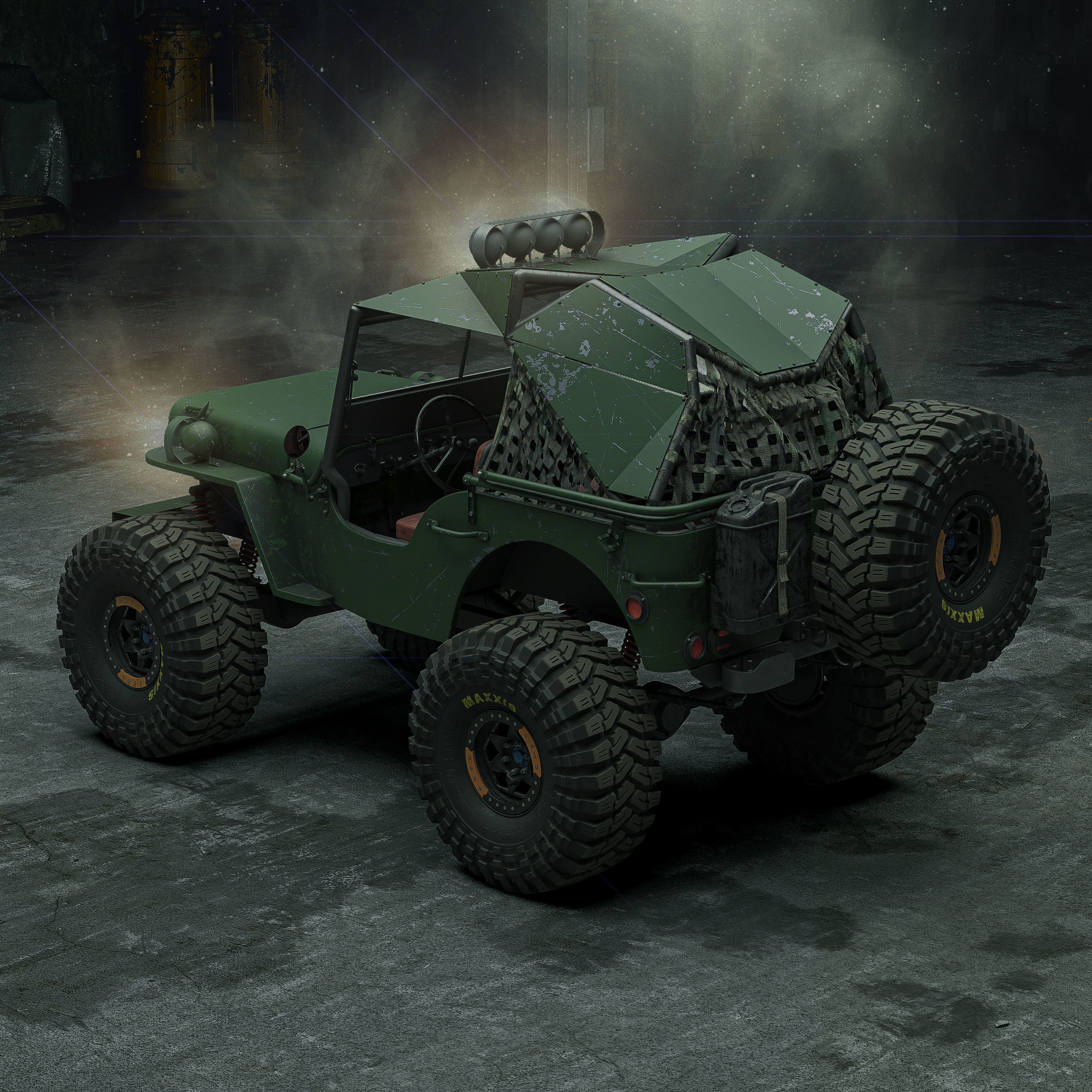 Willys Monster Low-poly 3D model_1