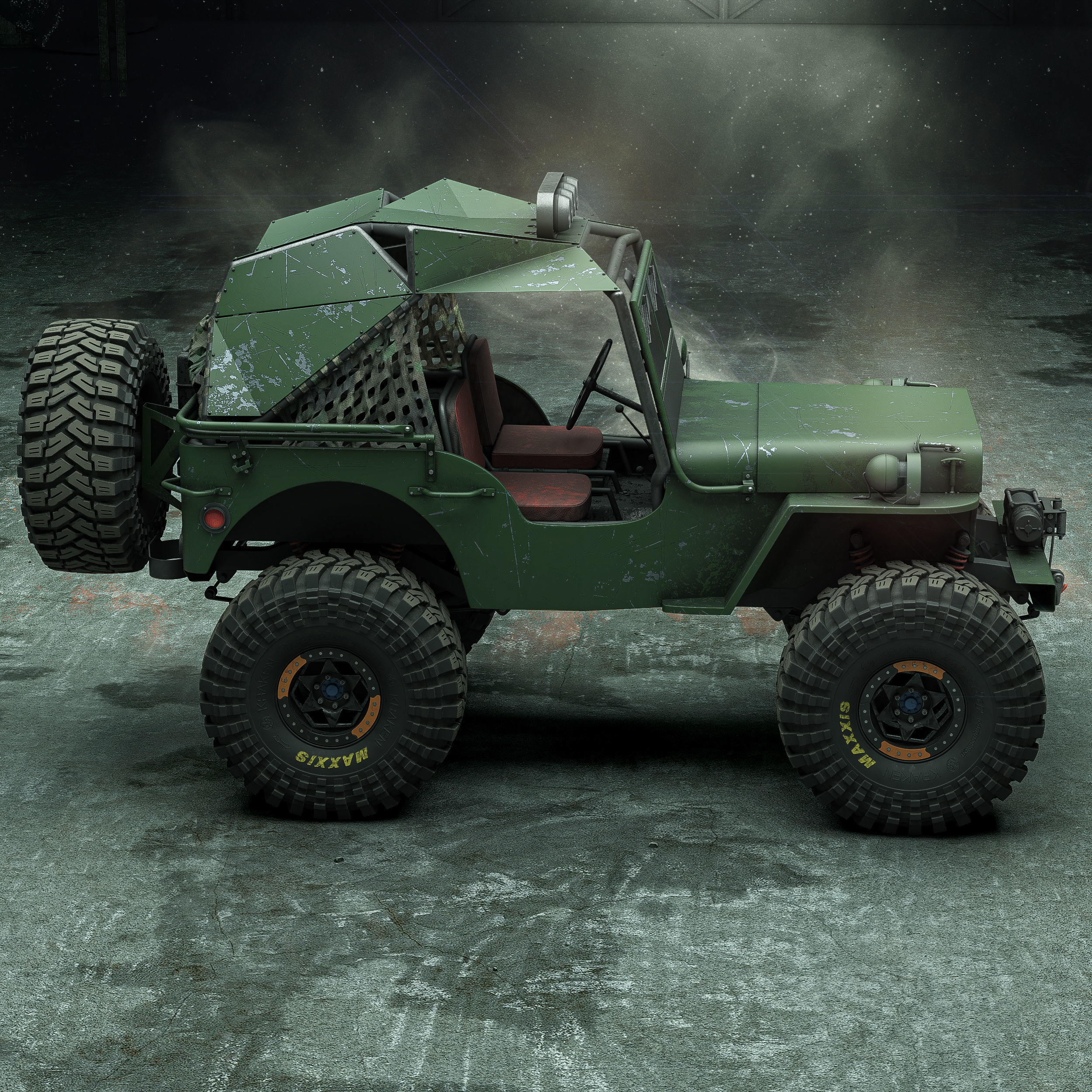 Willys Monster Low-poly 3D model_3